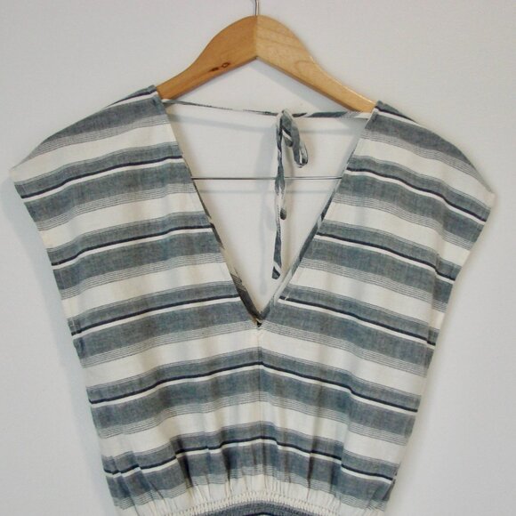 Madewell Yucatan Striped Romper Shorts Sleeveless Summer Blue White Size XS - Picture 11 of 12